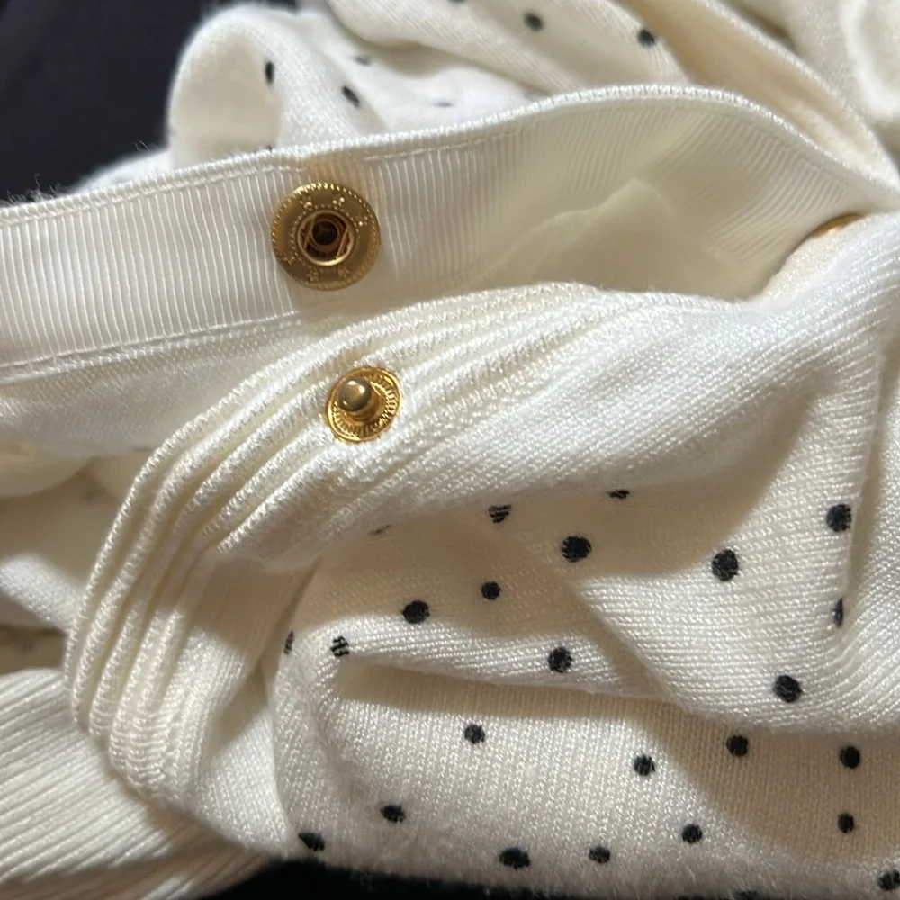 Women's White with Black Polka Dots Cardigan‎